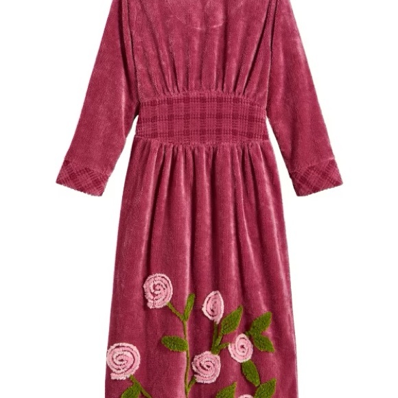 Pink Floral chenille Women's Robe - Picture 4 of 6